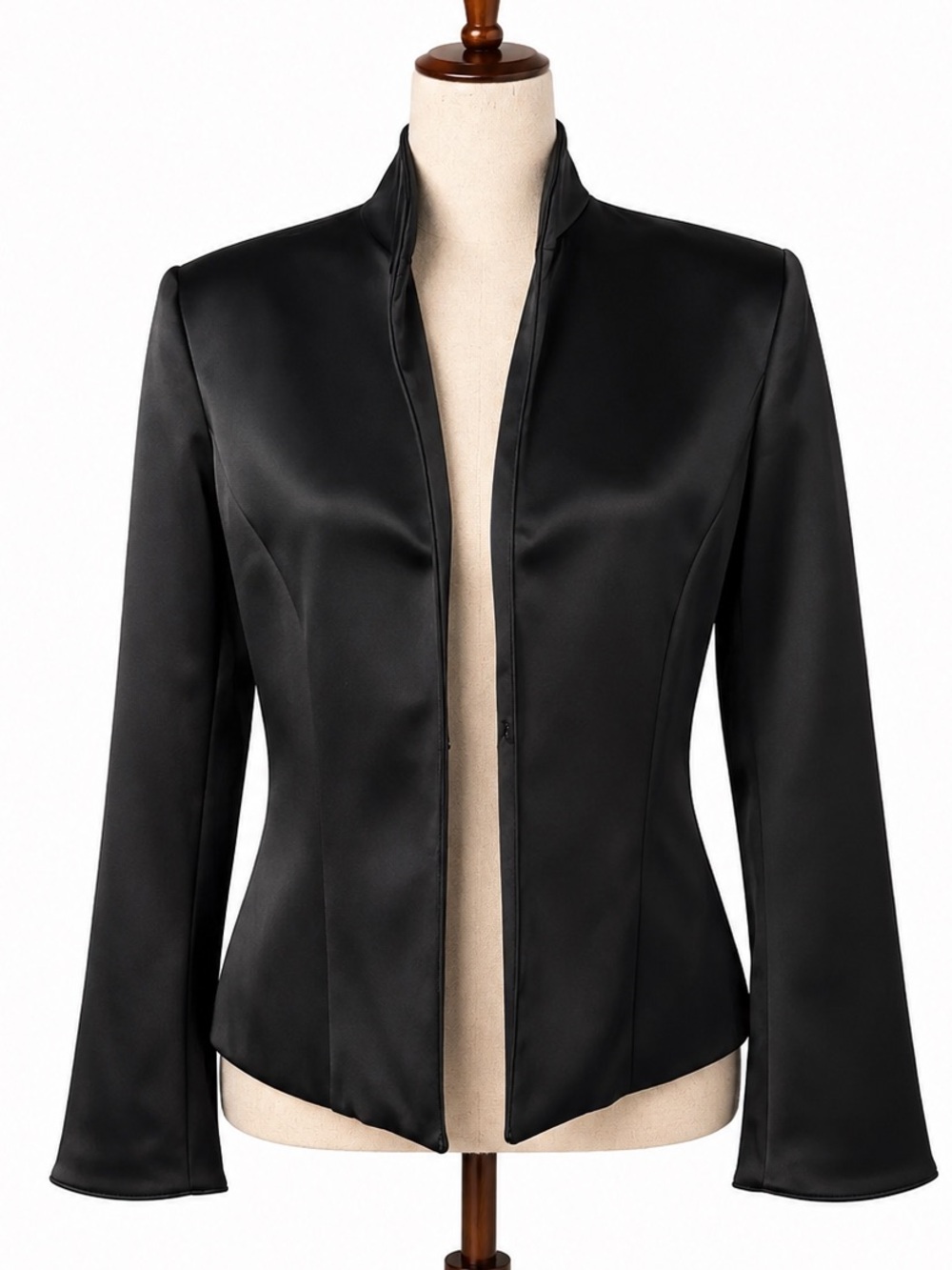 NWT JS Collections black satin structured jacket.  Classy goth, fashionista 10